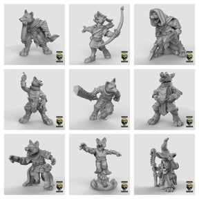 Fox Folk bundle set | Set of 9 - Tabletop RPG & D&D miniature. Perfect for wargaming & collectors