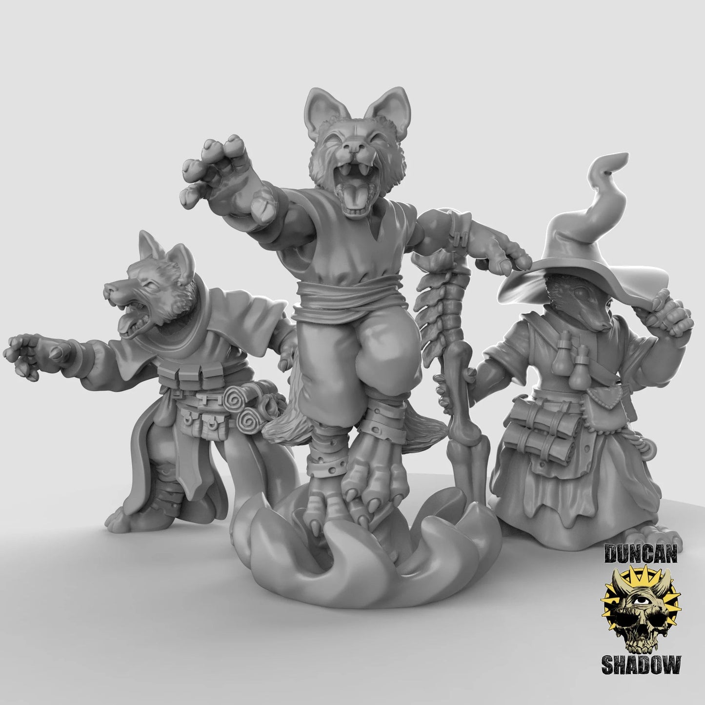 Fox Folk Wizard Miniature - Set of 3 - 32mm