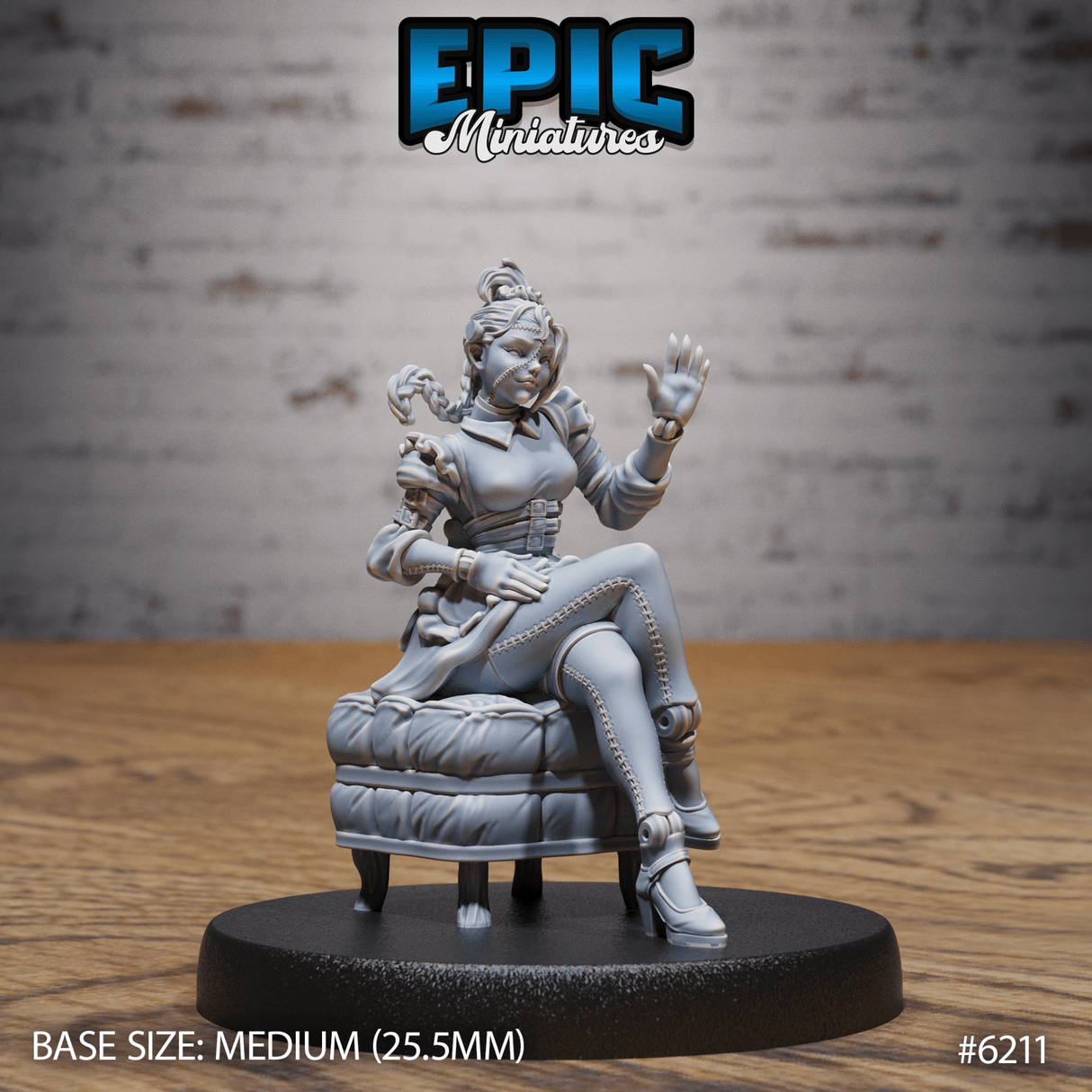 Frankenstein Maid Miniature | B - Tabletop RPG & D&D miniature. Perfect for wargaming & collectors