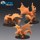 Frog Dragon Miniature | Set of 3 - Tabletop RPG & D&D miniature. Perfect for wargaming & collectors