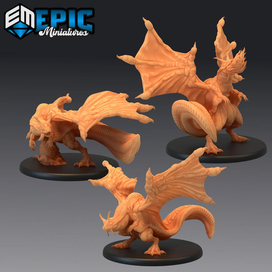 Frog Dragon Miniature - Set of 3 - 28mm