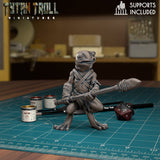 Frog Folk Fighter Miniature | B - Tabletop RPG & D&D miniature. Perfect for wargaming & collectors