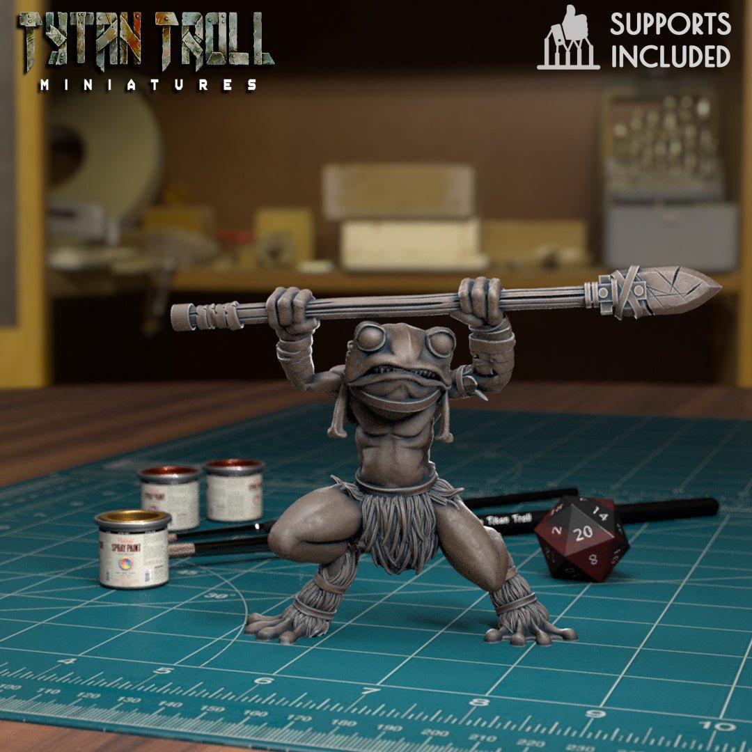 Frog Folk Fighter Miniature - E - 28mm