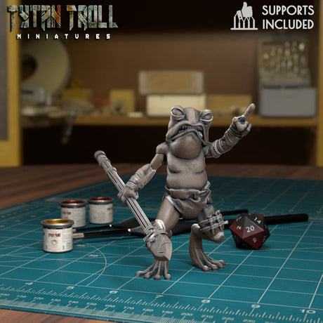 Frog Folk Fighter Miniature | F - Tabletop RPG & D&D miniature. Perfect for wargaming & collectors