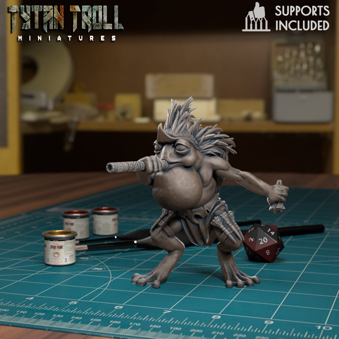 Frog Folk Fighter Miniature | G - Tabletop RPG & D&D miniature. Perfect for wargaming & collectors