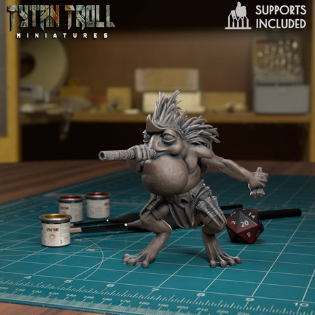 Frog Folk Fighter Miniature | G - Tabletop RPG & D&D miniature. Perfect for wargaming & collectors