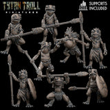 Frog Folk Fighter Miniature | Set of 9 - Tabletop RPG & D&D miniature. Perfect for wargaming & collectors