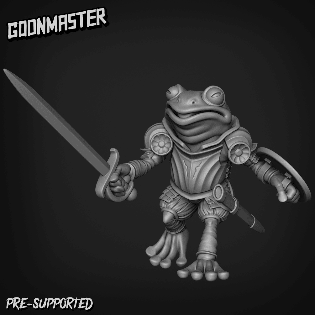 Frog Folk knight Miniature | F - Tabletop RPG & D&D miniature. Perfect for wargaming & collectors