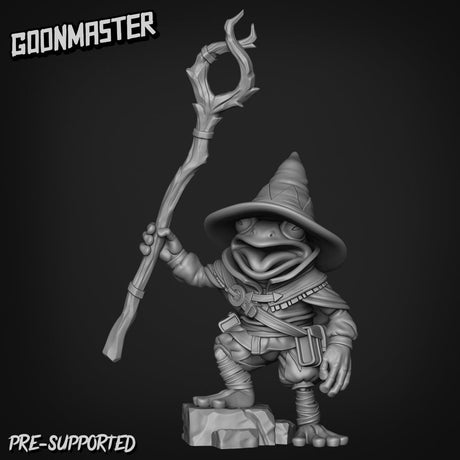 Frog Folk Wizard Miniature | C - Tabletop RPG & D&D miniature. Perfect for wargaming & collectors