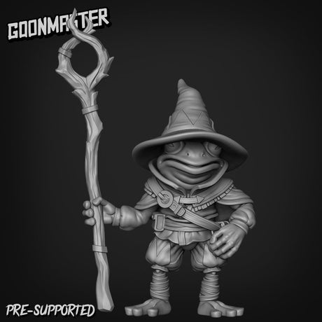 Frog Folk Mage Miniature | C - Tabletop RPG & D&D miniature. Perfect for wargaming & collectors