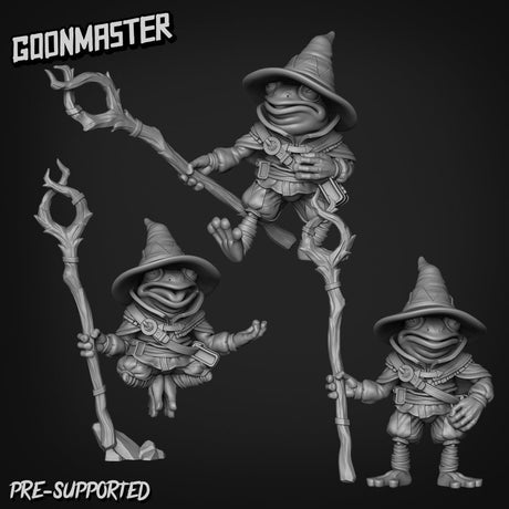 Frog Folk Mage Miniature | Set of 3 - Tabletop RPG & D&D miniature. Perfect for wargaming & collectors
