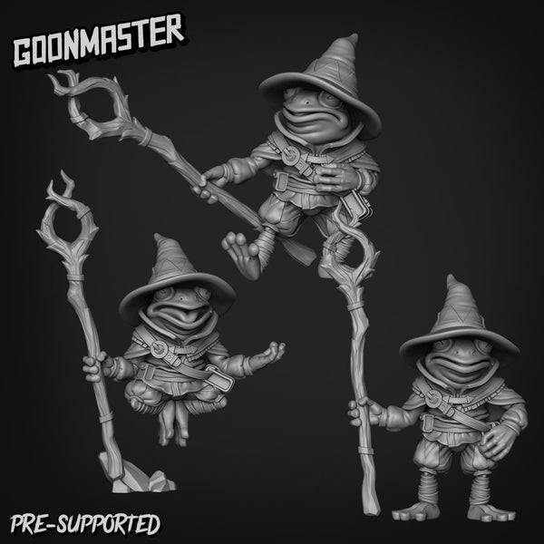 Frog Folk Mage Miniature | Set of 3 - Tabletop RPG & D&D miniature. Perfect for wargaming & collectors
