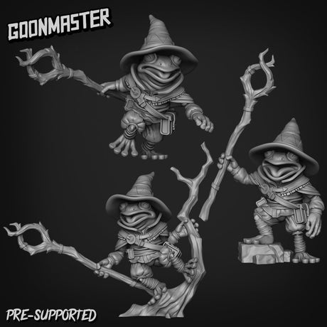 Frog Folk Wizard Miniature | Set of 3 - Tabletop RPG & D&D miniature. Perfect for wargaming & collectors