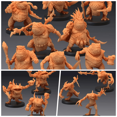 Frog Folk Miniature | 28mm - Tabletop RPG & D&D miniature. Perfect for wargaming & collectors