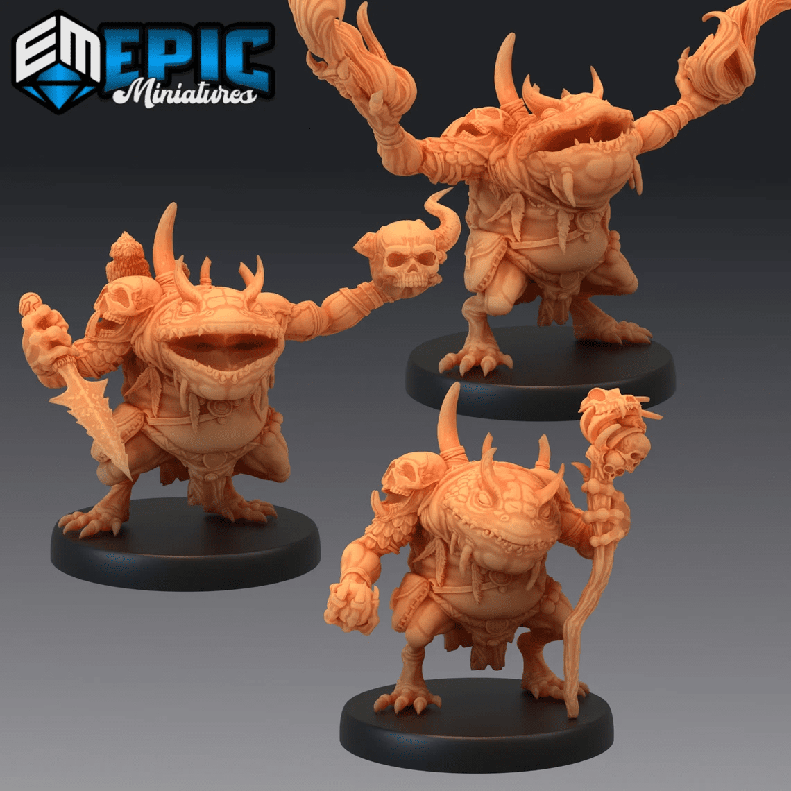 Frog Folk Miniature | 28mm - Tabletop RPG & D&D miniature. Perfect for wargaming & collectors