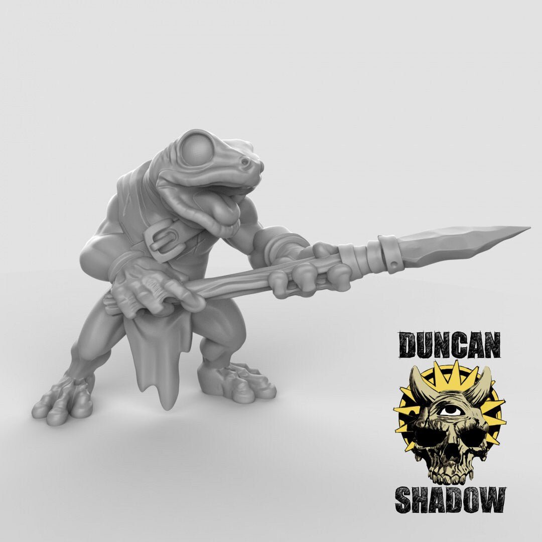 Frog Folk Miniature | C - Tabletop RPG & D&D miniature. Perfect for wargaming & collectors