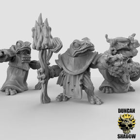 Warlock Frog Folk Miniature | Set of 3 - Tabletop RPG & D&D miniature. Perfect for wargaming & collectors