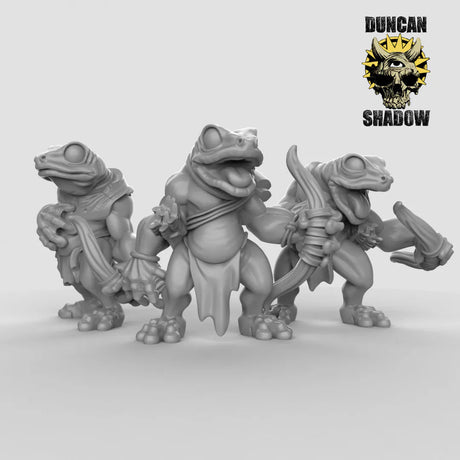 Frog Folk Scout Miniature | Set of 3 - Tabletop RPG & D&D miniature. Perfect for wargaming & collectors