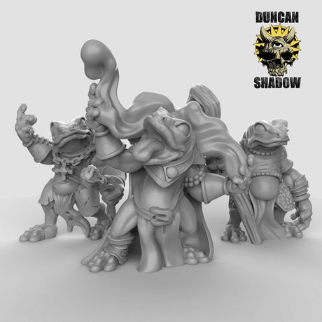 Frog Folk Shaman Miniature | Set of 3 - Tabletop RPG & D&D miniature. Perfect for wargaming & collectors