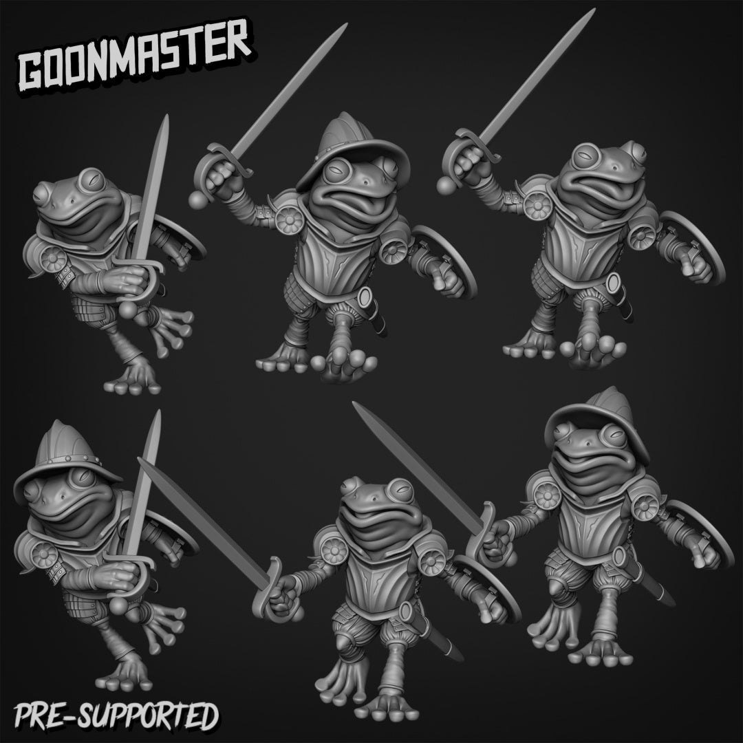 Frog Folk knight Miniature | set of 6 - Tabletop RPG & D&D miniature. Perfect for wargaming & collectors