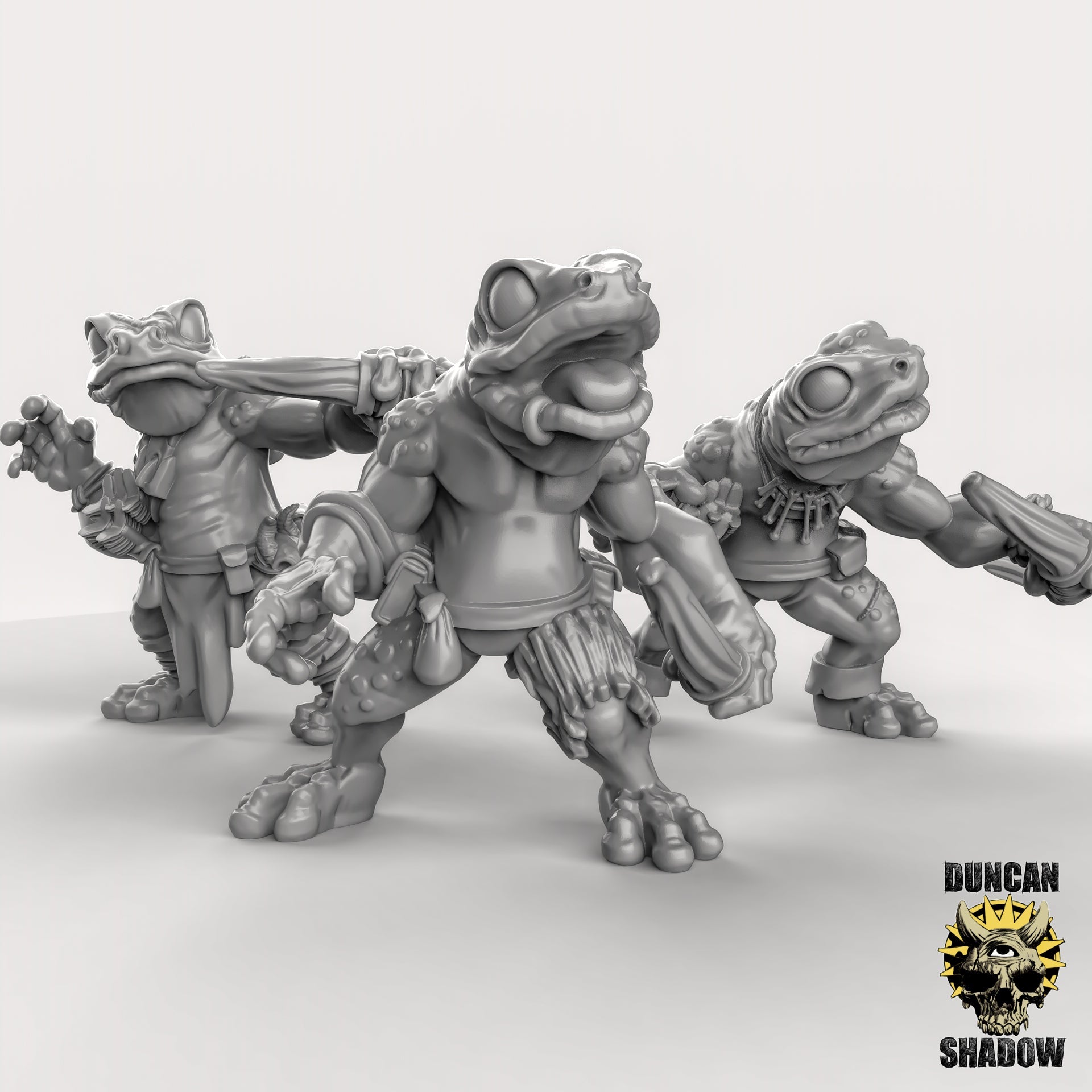 Frog Folk with Bows Miniature - Set of 3 - 32mm