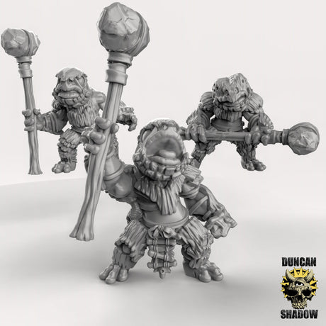 Frog Folk with Great Hammer Miniature | Set of 3 - Tabletop RPG & D&D miniature. Perfect for wargaming & collectors