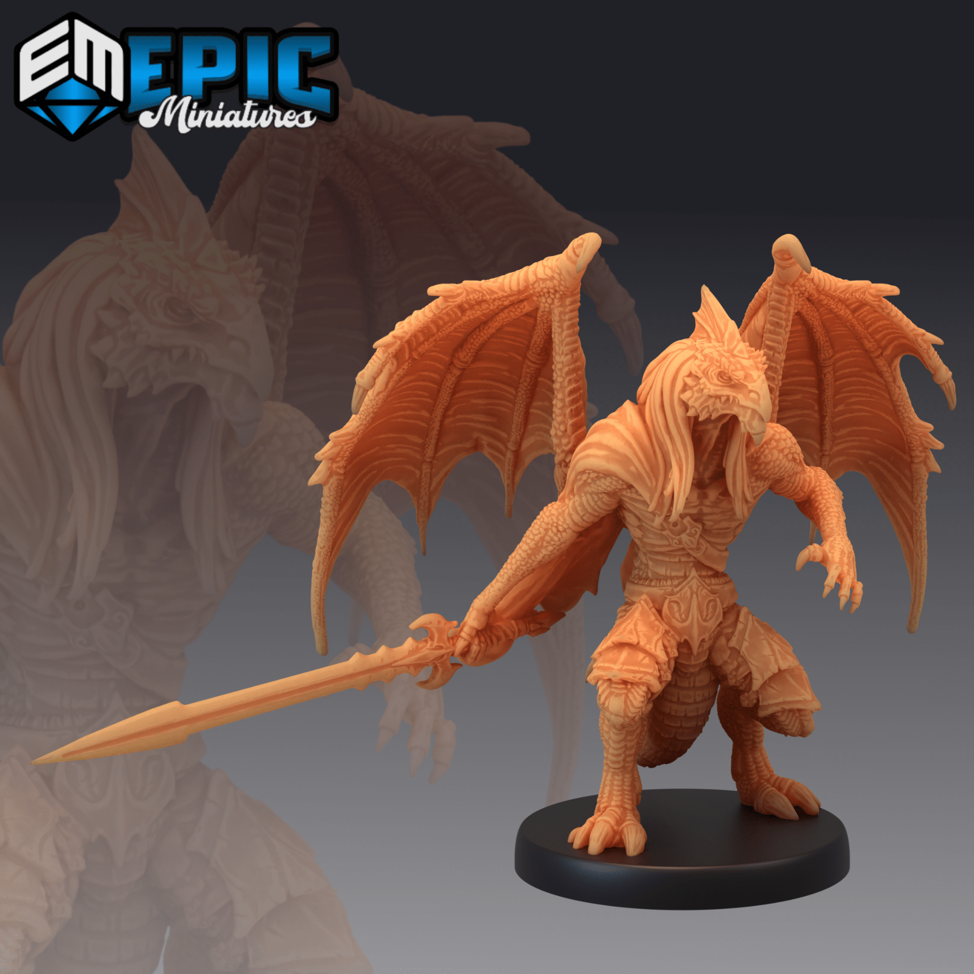 Frost Draconic Demon Miniature - B - 28mm