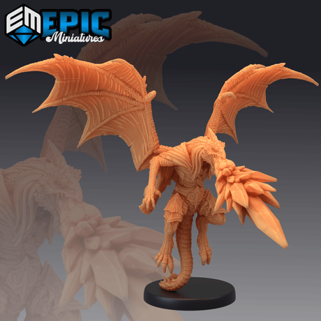 Frost Draconic Demon Miniature | C - Tabletop RPG & D&D miniature. Perfect for wargaming & collectors