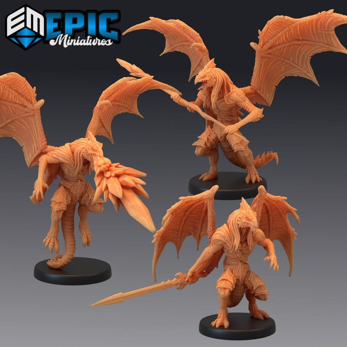Frost Draconic Demon Miniature - Set of 3 - 28mm