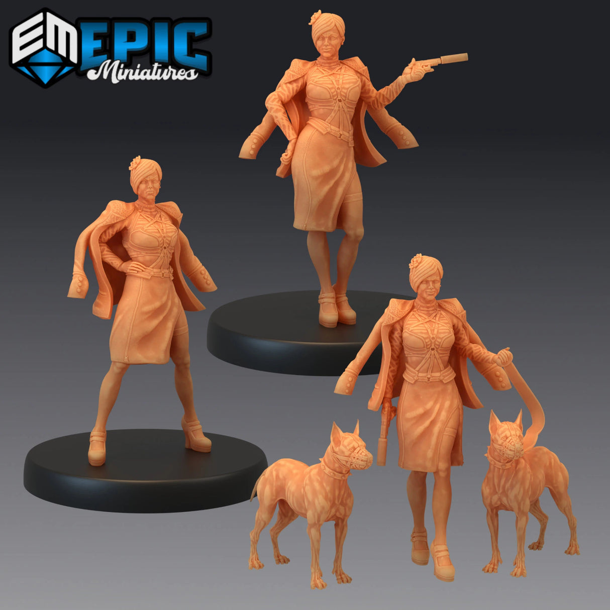 Gangster Lady Miniature | Set of 3 - Tabletop RPG & D&D miniature. Perfect for wargaming & collectors