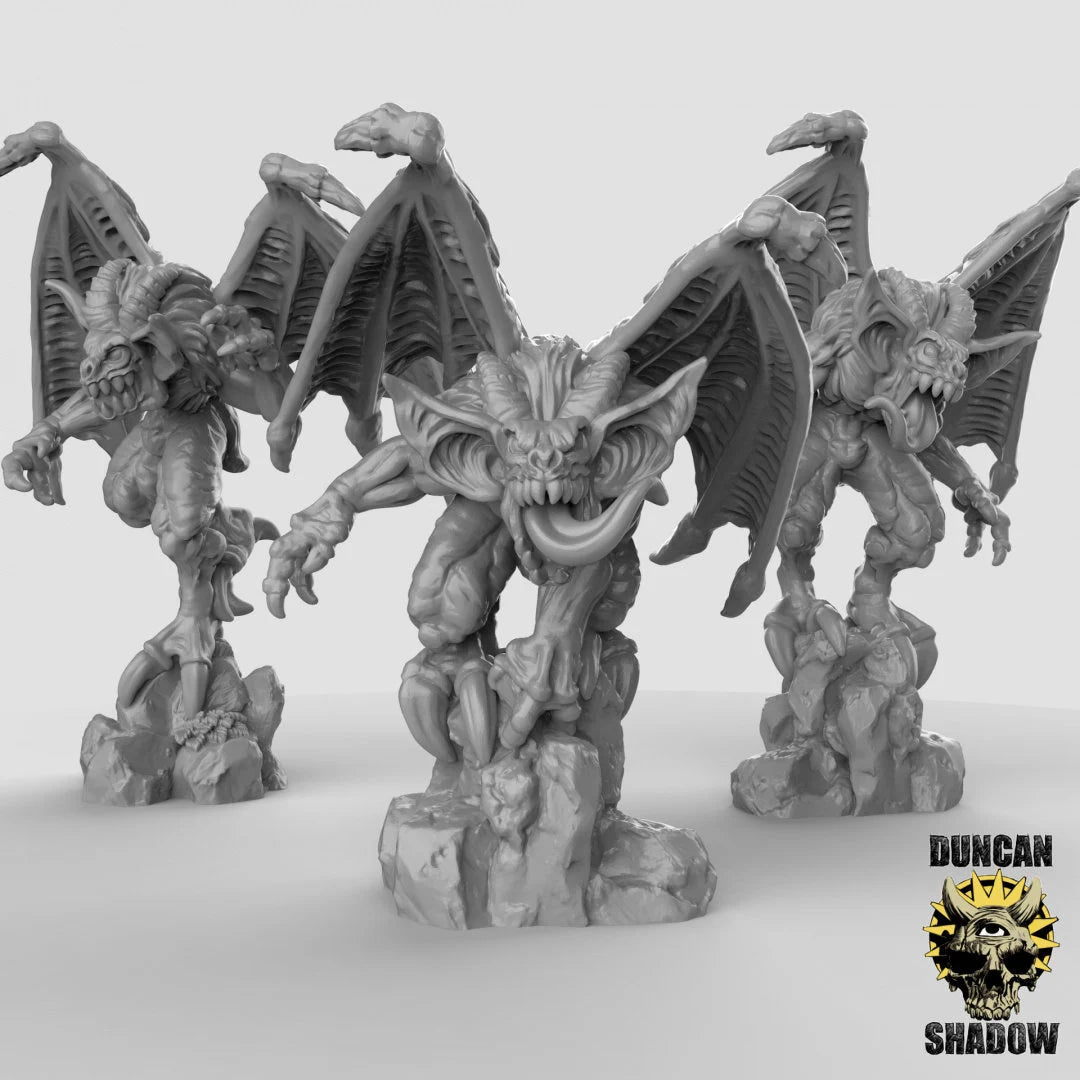 Gargoyle Miniature | Set of 3 - Tabletop RPG & D&D miniature. Perfect for wargaming & collectors