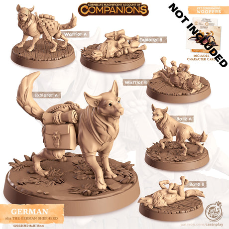 German Sheperd Companion Miniature | Bare A - Tabletop RPG & D&D miniature. Perfect for wargaming & collectors