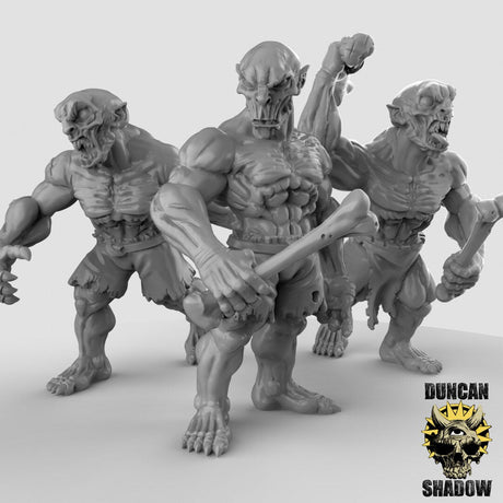 Ghouls Miniature | Set of 3 - Tabletop RPG & D&D miniature. Perfect for wargaming & collectors