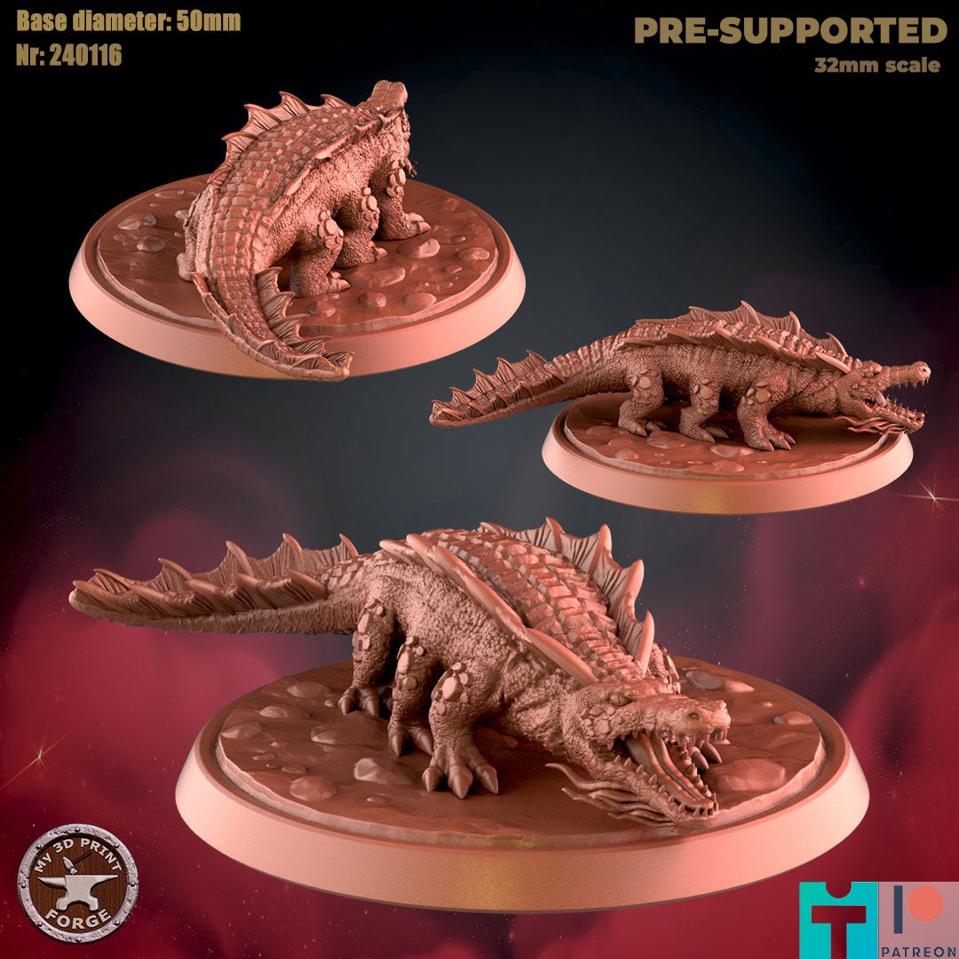 Giant Crocodile Miniature - B - 32mm