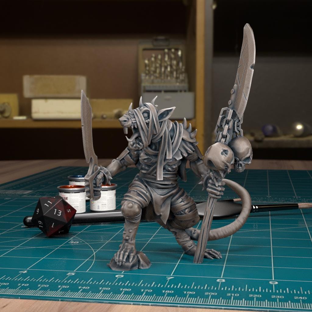 Giant Plague Rat Miniature - Rat Trooper 1 - 32mm