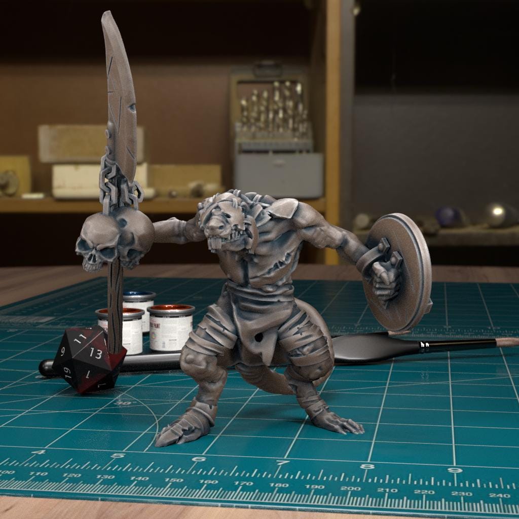 Giant Plague Rat Miniature - Rat Trooper 1 - 32mm