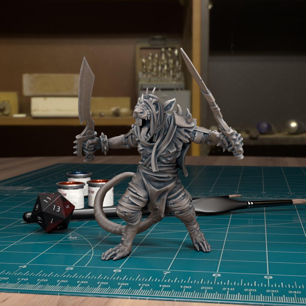 Giant Plague Rat Miniature - Rat Trooper 1 - 32mm