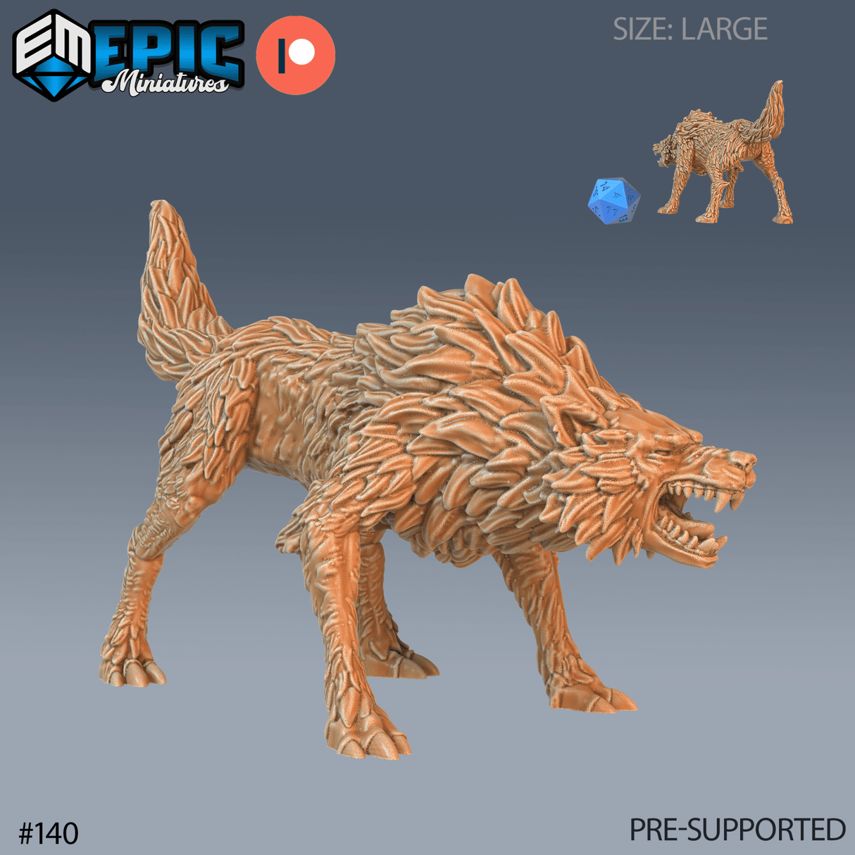 Giant Wolf Miniature | B - Tabletop RPG & D&D miniature. Perfect for wargaming & collectors
