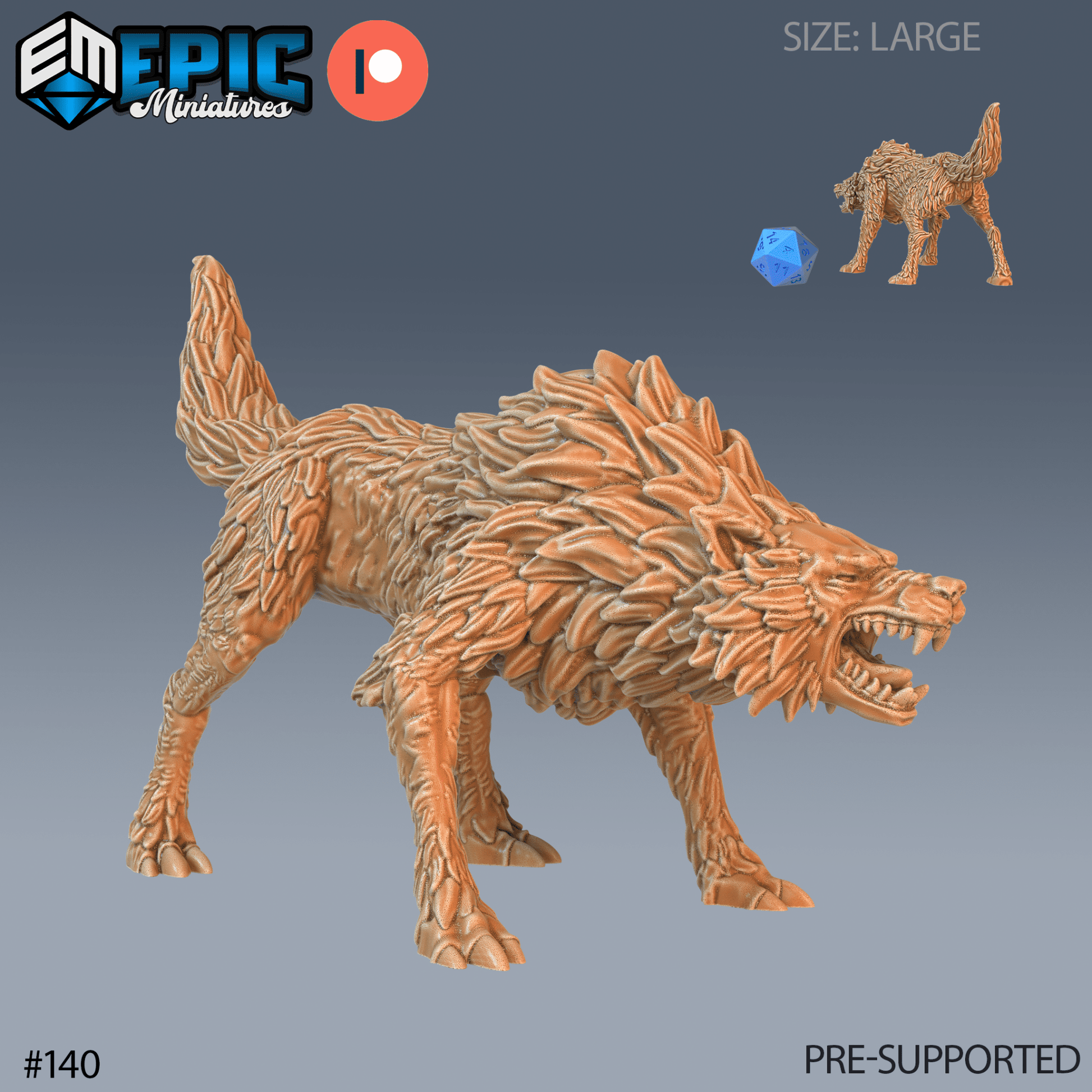 Giant Wolf Miniature - B - 28mm