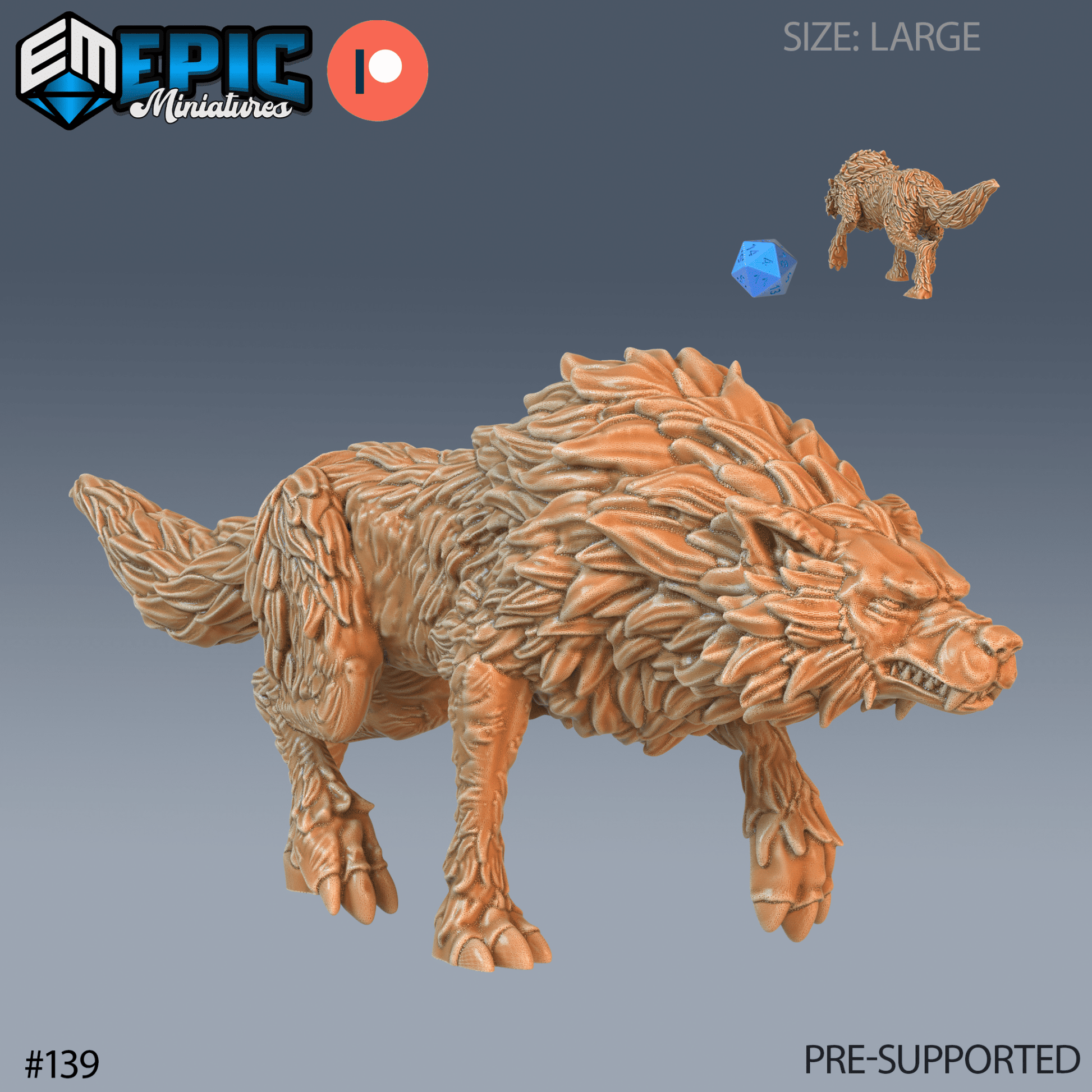 Giant Wolf Miniature - Set of 4 - 28mm