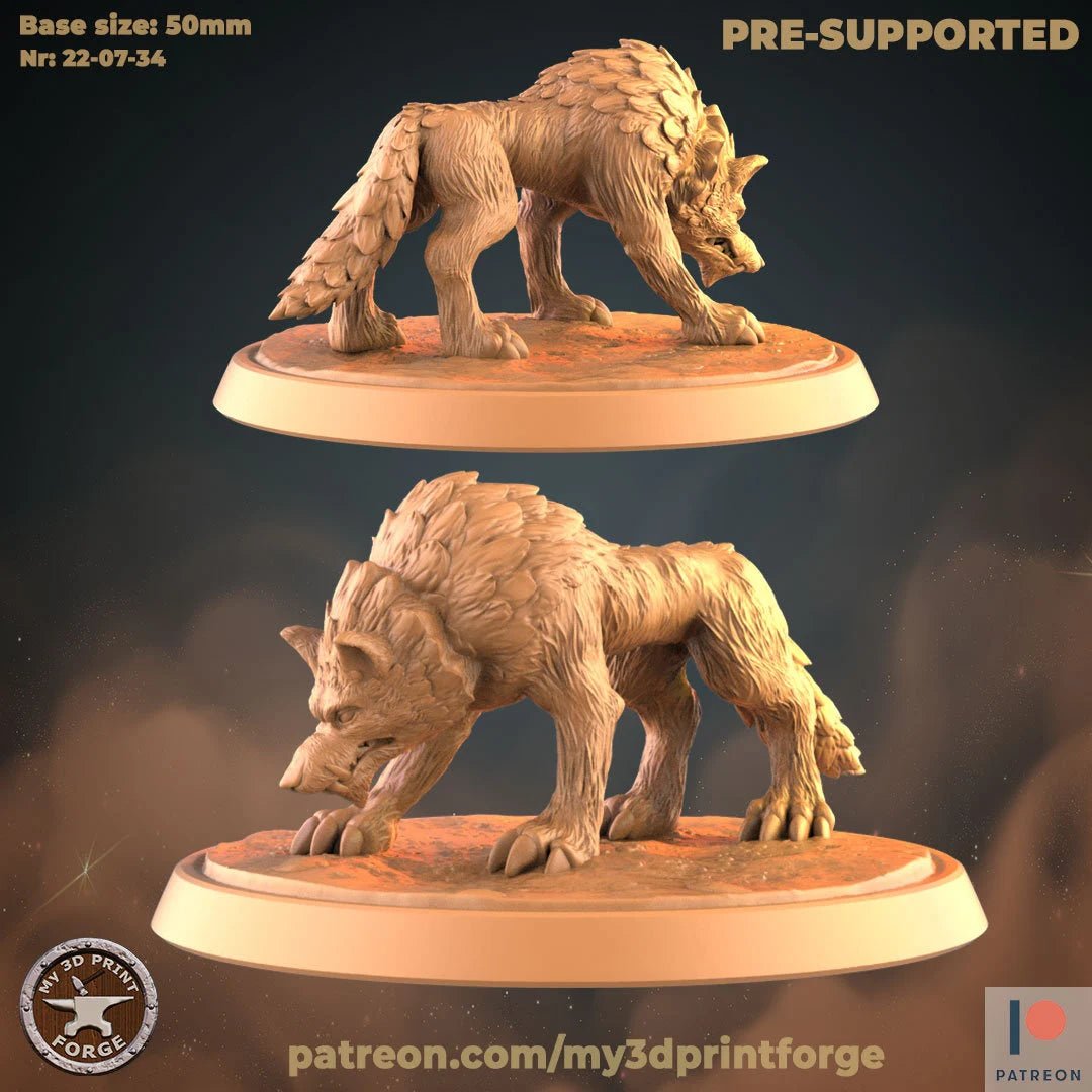 Wolf Miniature Set | top right - Tabletop RPG & D&D miniature. Perfect for wargaming & collectors