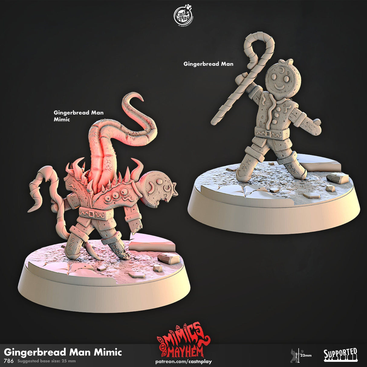 Gingerbread Man Mimic Miniature | Gingerbread Man - Tabletop RPG & D&D miniature. Perfect for wargaming & collectors