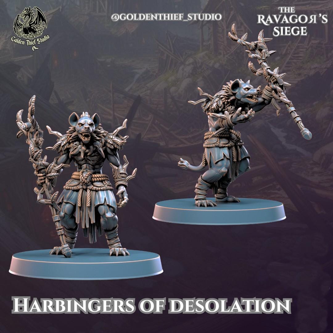 Gnoll Harbingers of Desolation Shaman Miniature | Full Set All Models - Tabletop RPG & D&D miniature. Perfect for wargaming & collectors