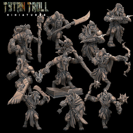 Gnoll Raiders Miniature | Set of 10 - Tabletop RPG & D&D miniature. Perfect for wargaming & collectors