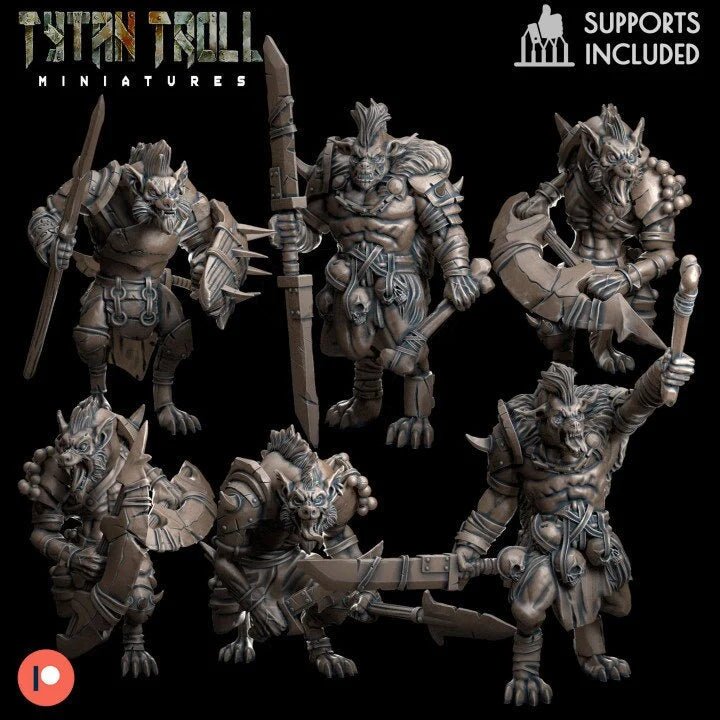 Gnoll Raiders Miniature - set of 6 - 32mm