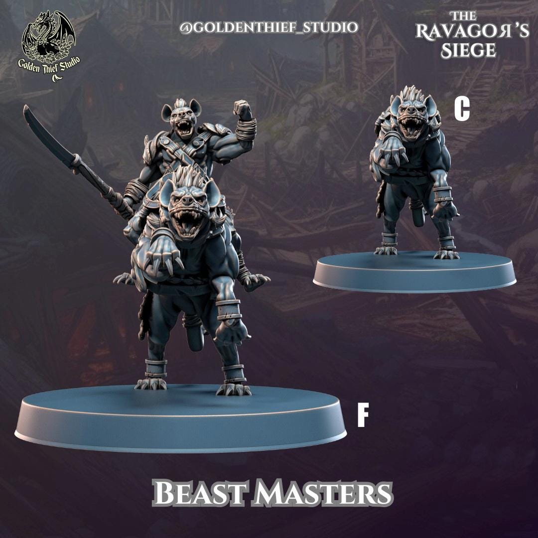 Gnoll Ravagor Beastmasters Miniature | Gnoll C - Tabletop RPG & D&D miniature. Perfect for wargaming & collectors