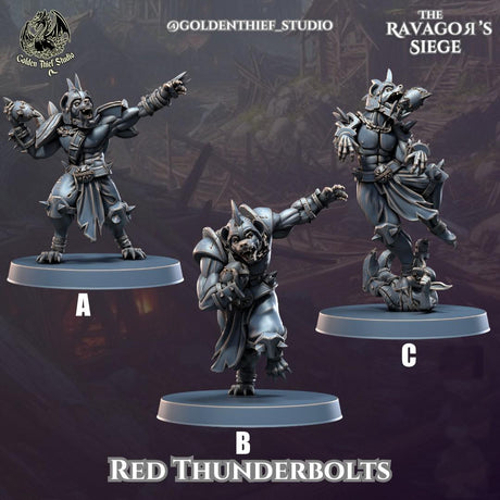 Gnoll Red Thunderbolts Miniature | Gnoll A - Tabletop RPG & D&D miniature. Perfect for wargaming & collectors