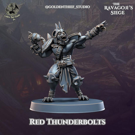 Gnoll Red Thunderbolts Miniature | Gnoll A - Tabletop RPG & D&D miniature. Perfect for wargaming & collectors