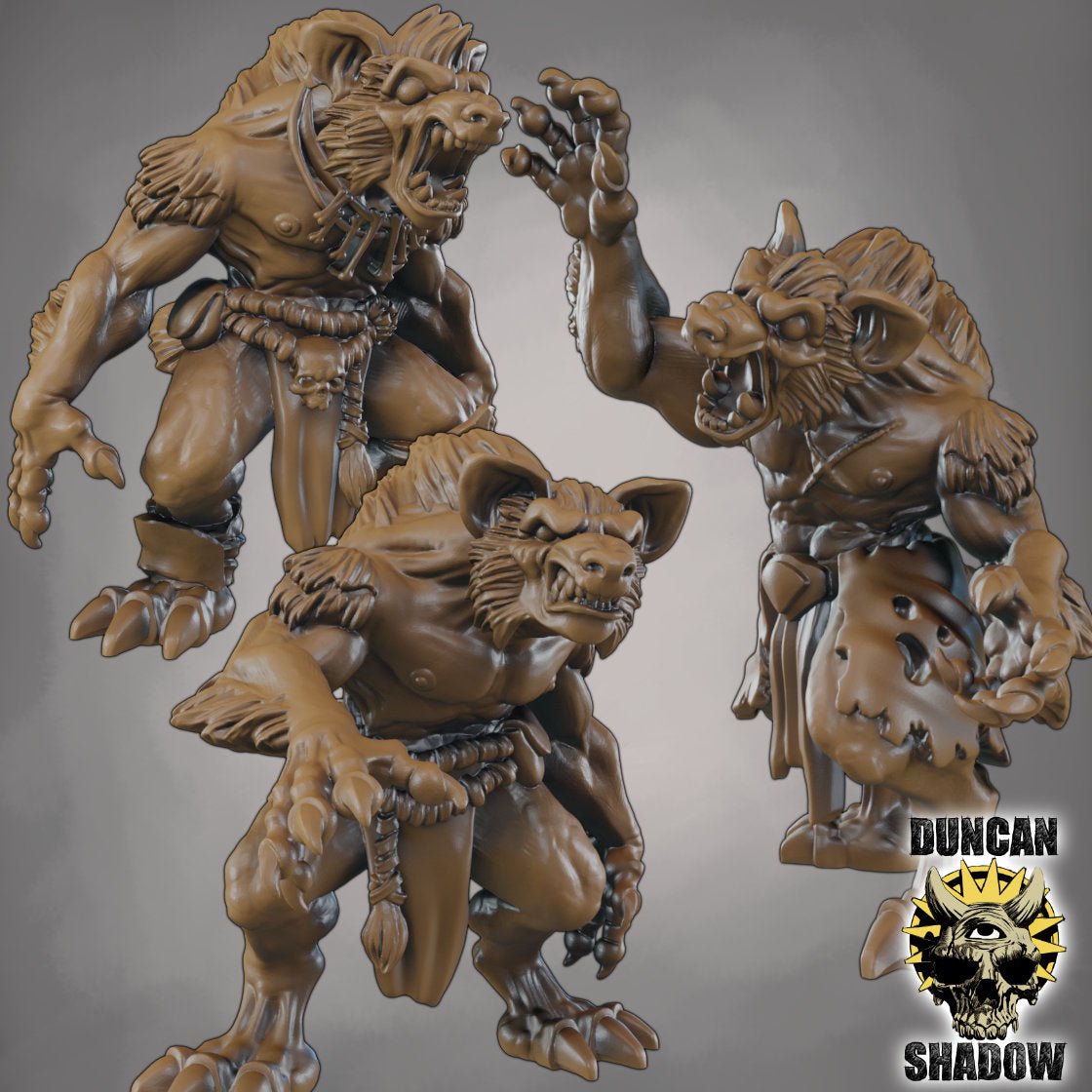 Gnoll Savages Miniature | Set of 3 - Tabletop RPG & D&D miniature. Perfect for wargaming & collectors