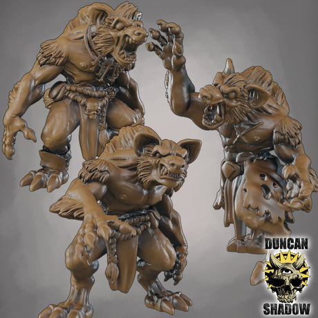 Gnoll Savages Miniature | Set of 3 - Tabletop RPG & D&D miniature. Perfect for wargaming & collectors